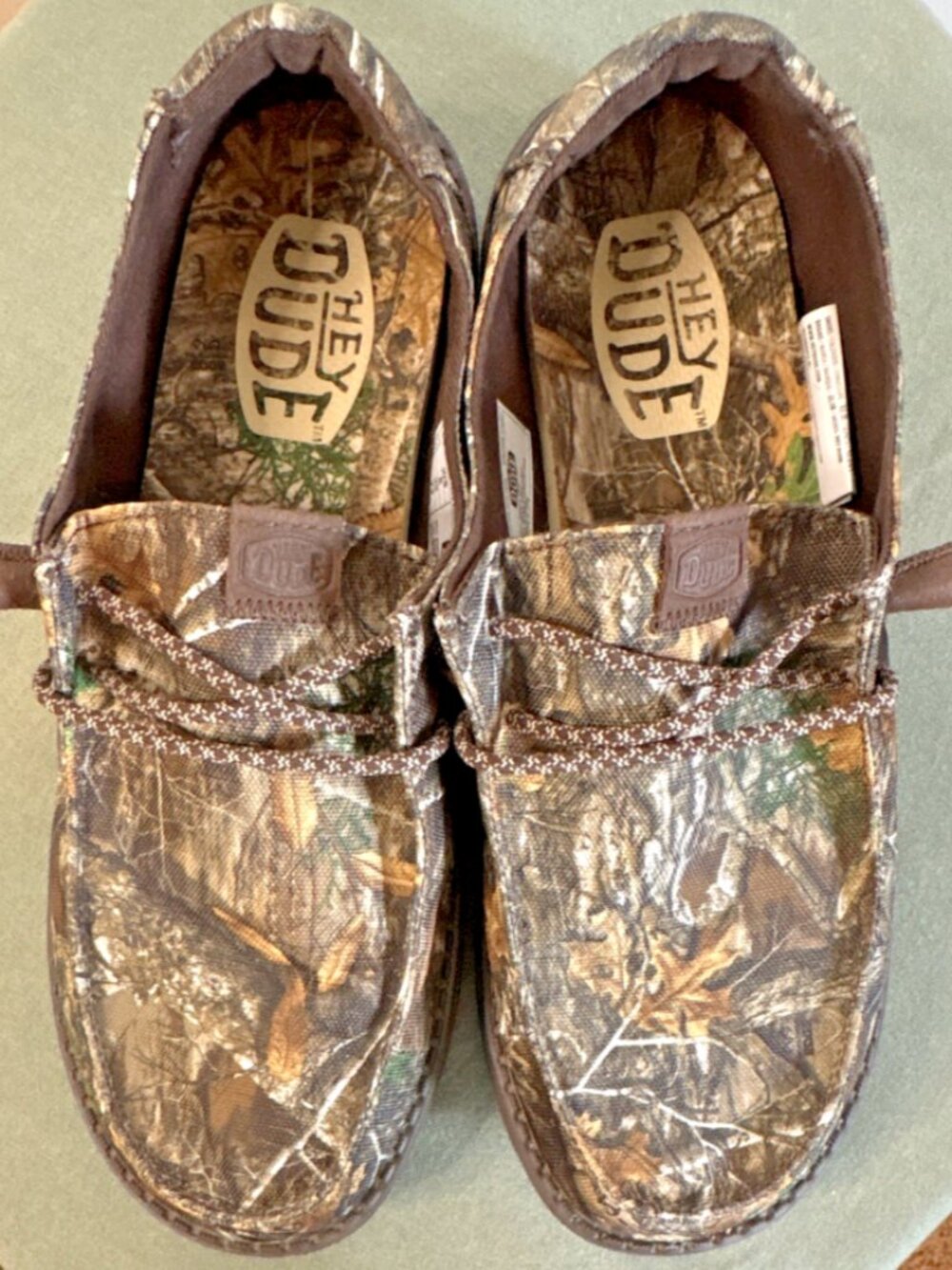 Hey Dude Wendy Realtree Edge Brown Camo slip on Lightweight Canvas Shoes US 8